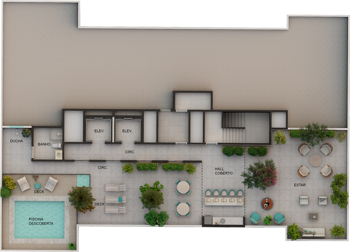 Planta de implantação do rooftop