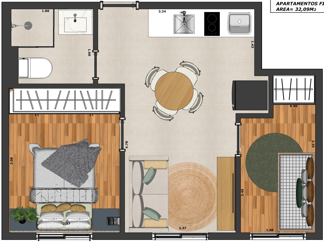 Planta baixa do apartamento tipo 3